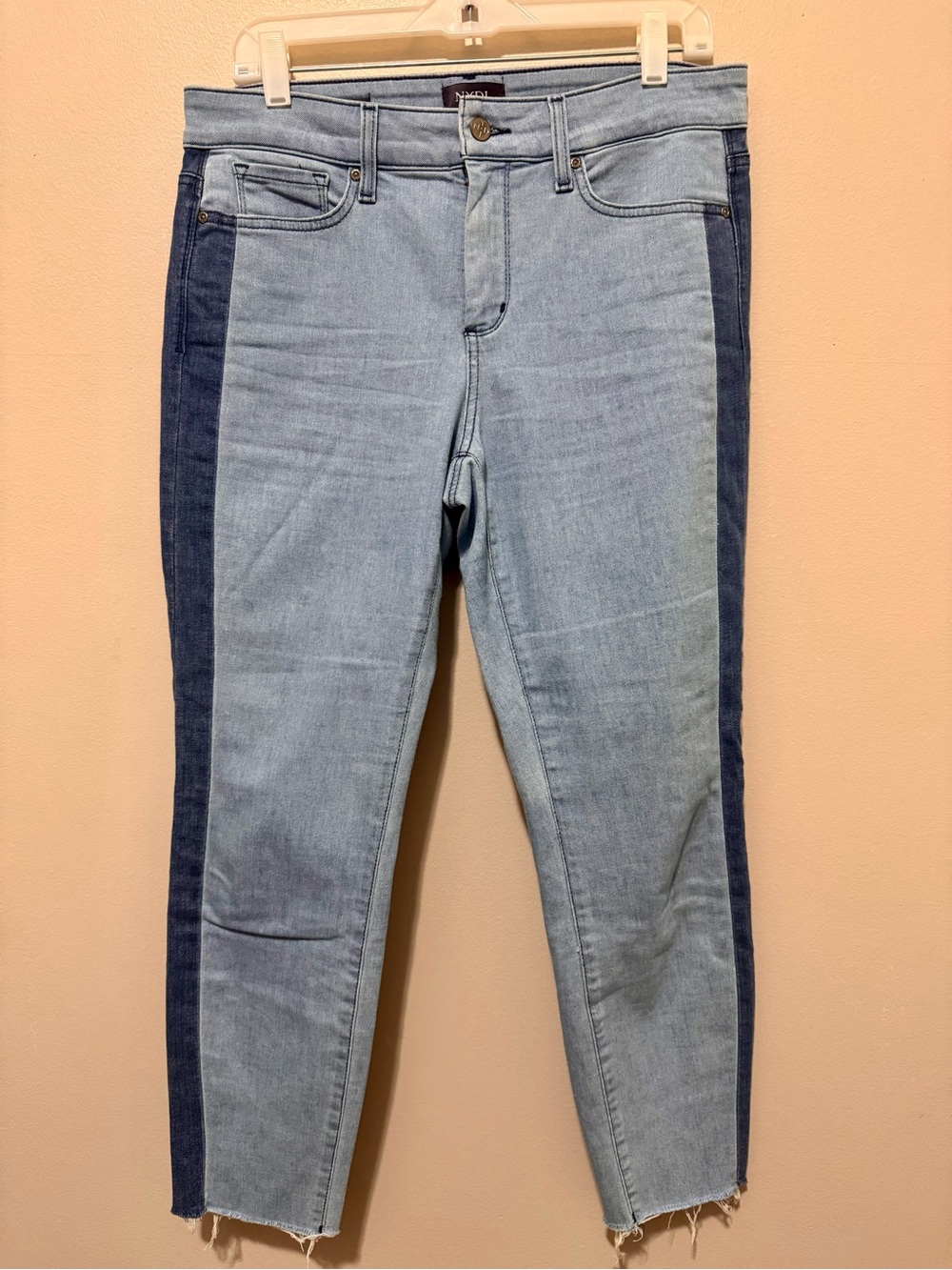 NYDJ Two-Tone Light Blue and Dark Blue Skinny Jeans